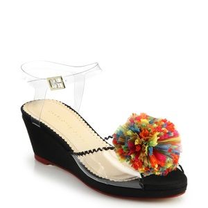 Charlotte Olympia Alexa Raffia Pompom Sandals